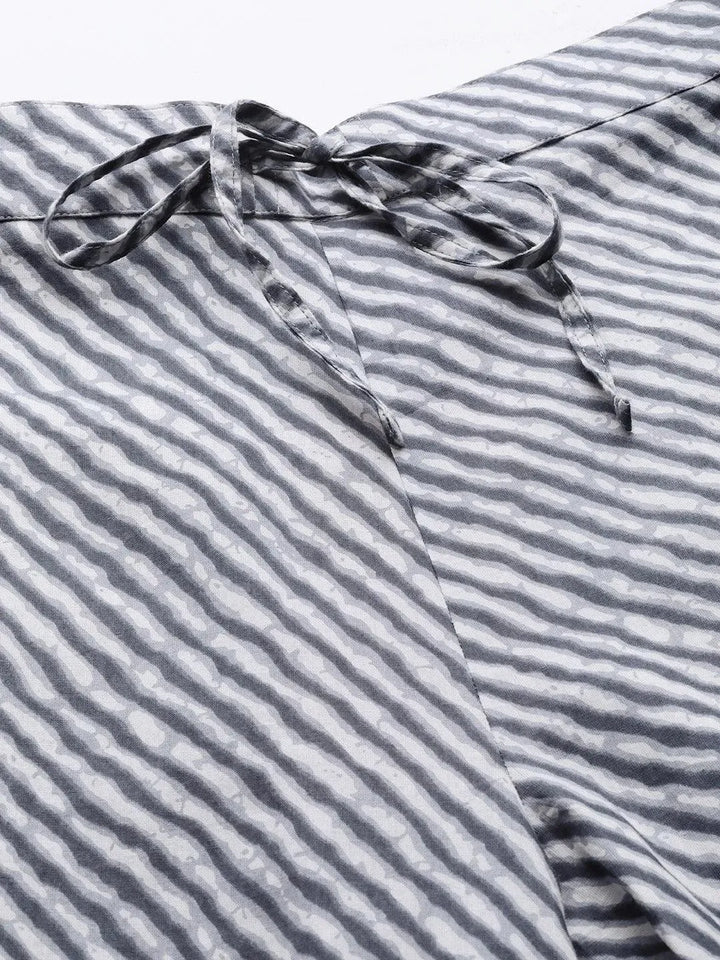 Grey Striped Cotton Trousers - Libas