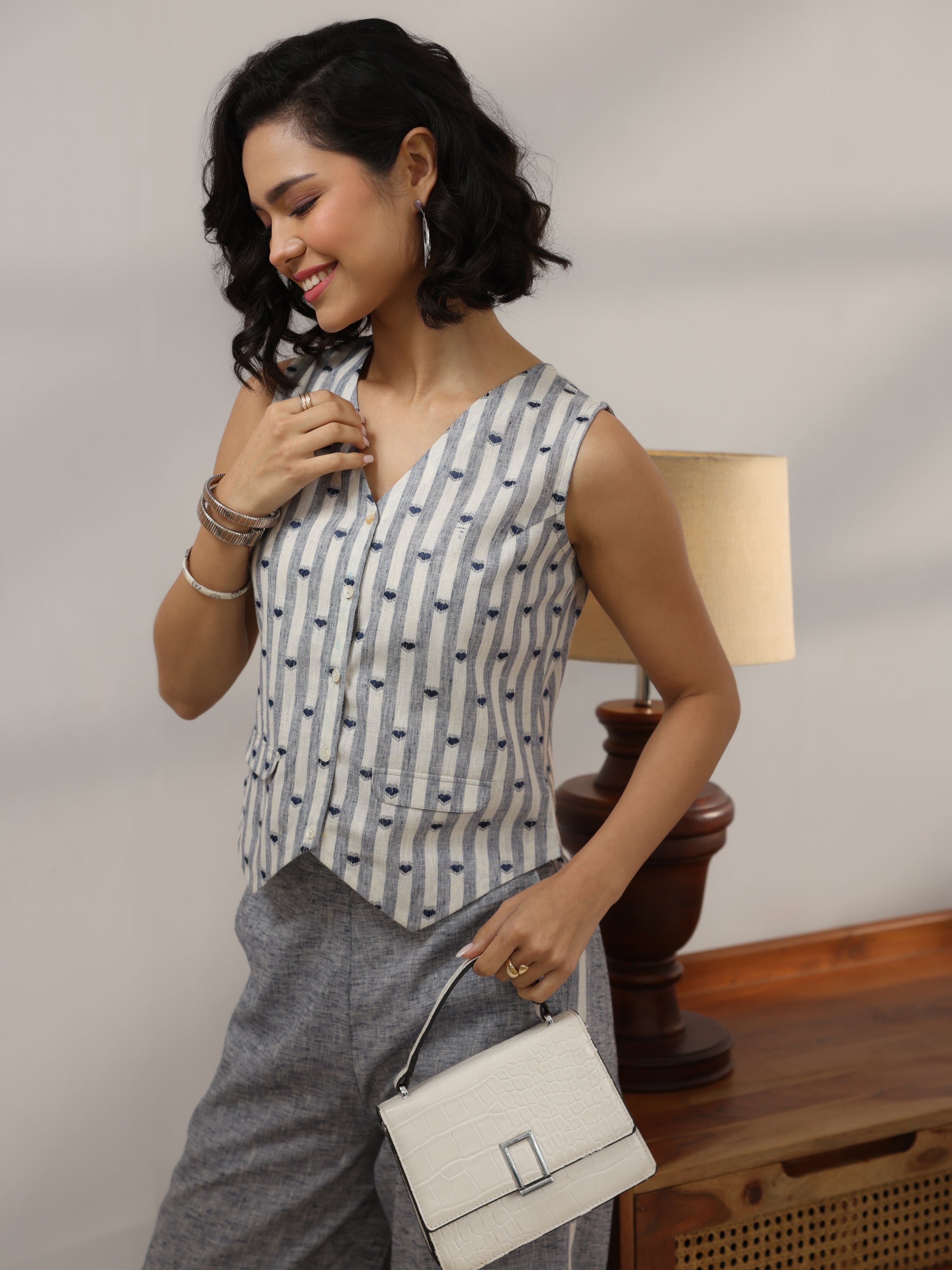 libas Grey Striped Printed Co-Ord Set-picture-24