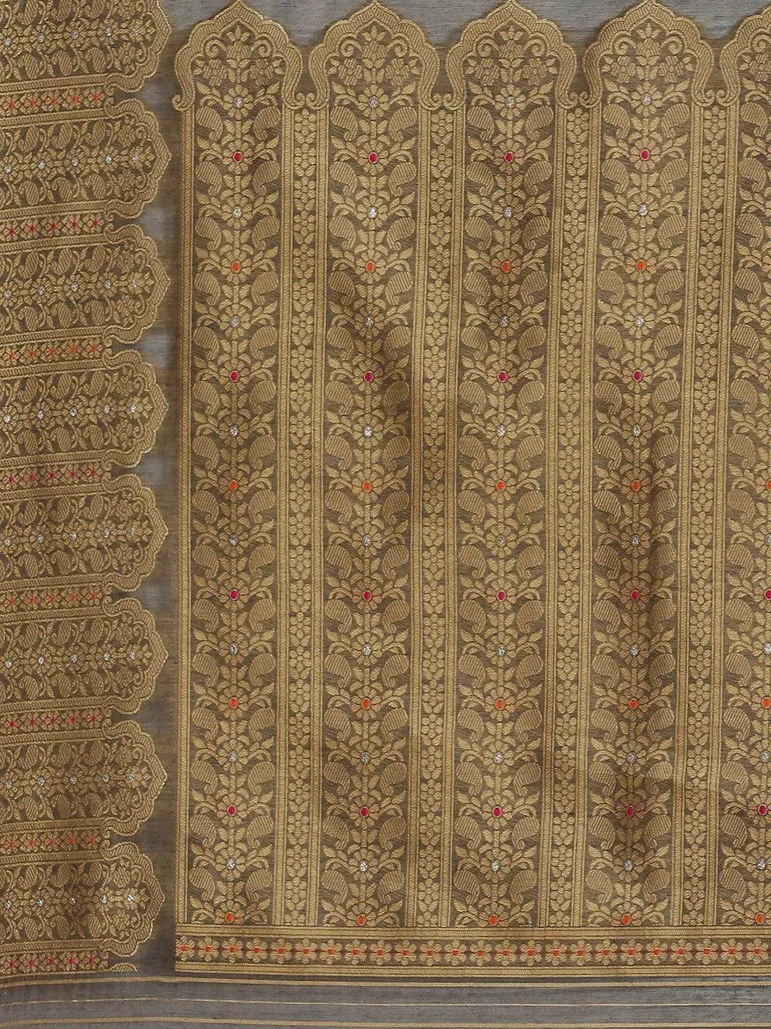Grey Woven Design Brocade Saree - Libas 