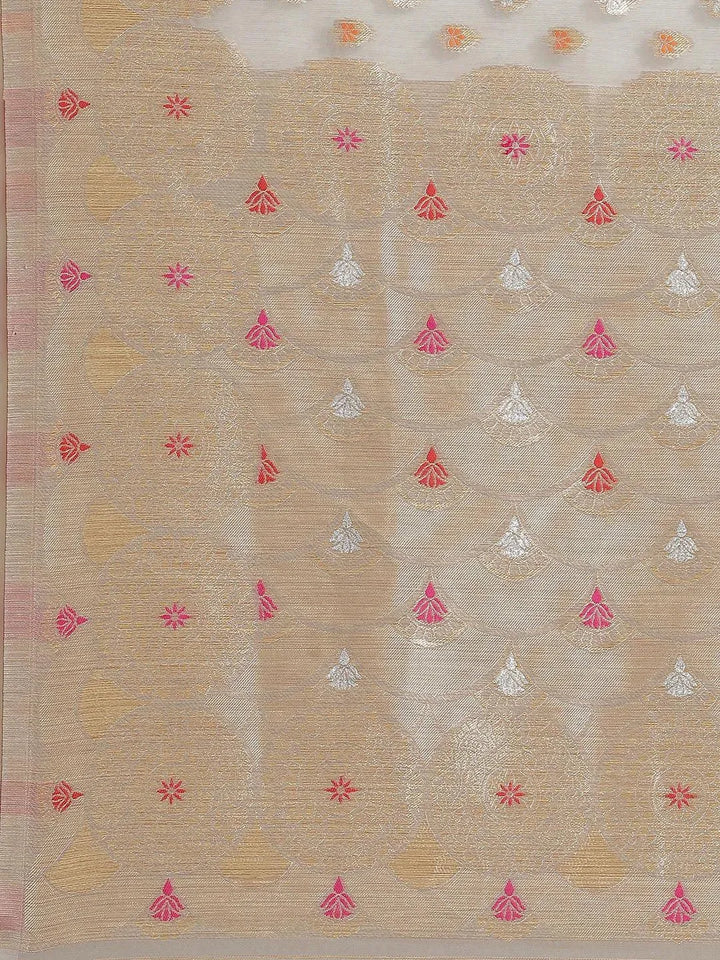 Grey Woven Design Brocade Saree - Libas