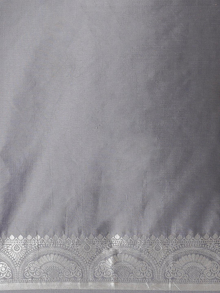 Grey Woven Design Brocade Saree - Libas