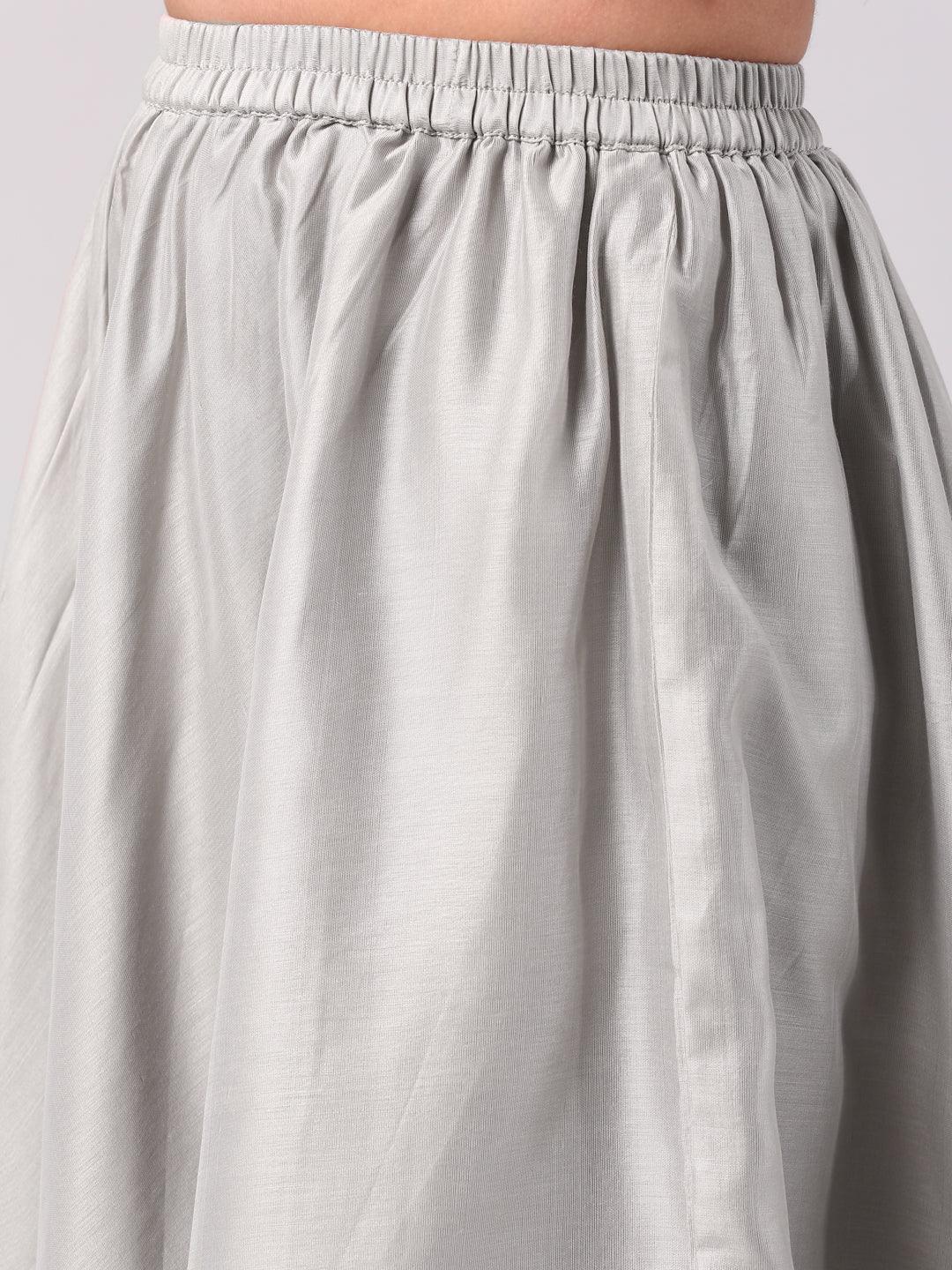 Grey Woven Design Silk Blend Lehenga Set