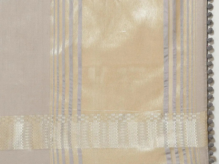 Grey Woven Design Silk Blend Saree - Libas