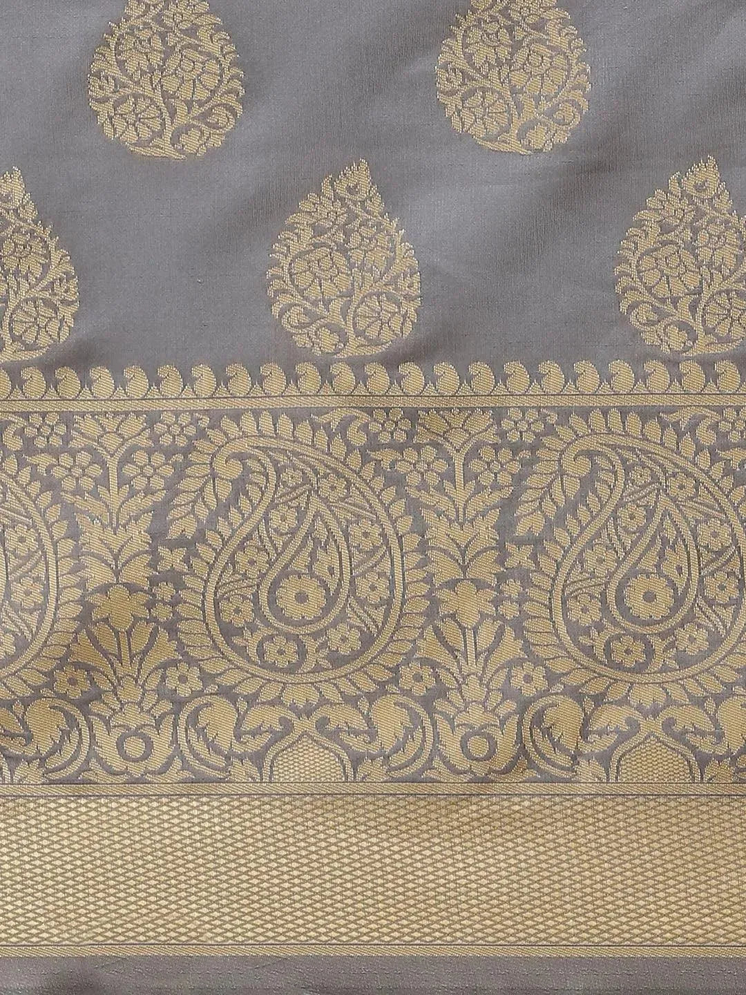 Grey Woven Design Silk Blend Saree - Libas 