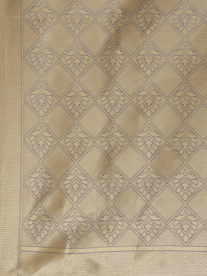 Grey Woven Design Silk Blend Saree - Libas