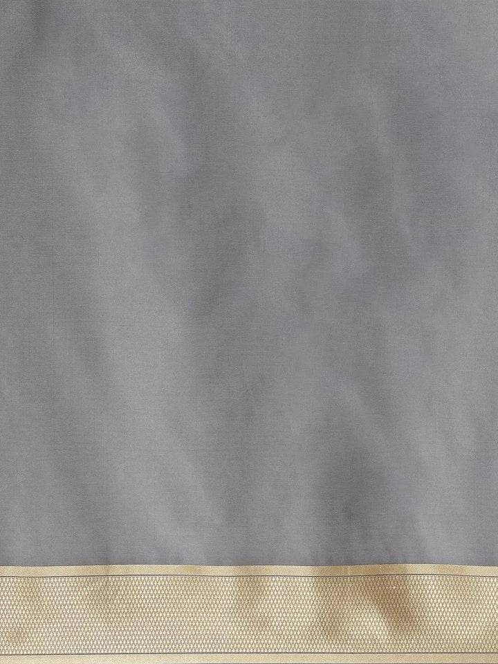 Grey Woven Design Silk Blend Saree - Libas