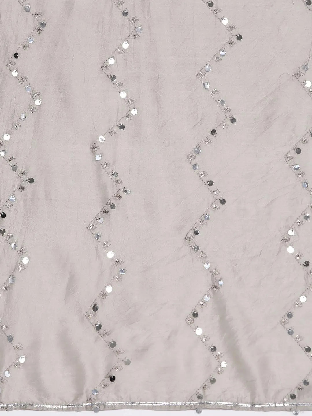 Grey Yoke Design Silk Blend Straight Kurta With Trousers & Dupatta - Libas 
