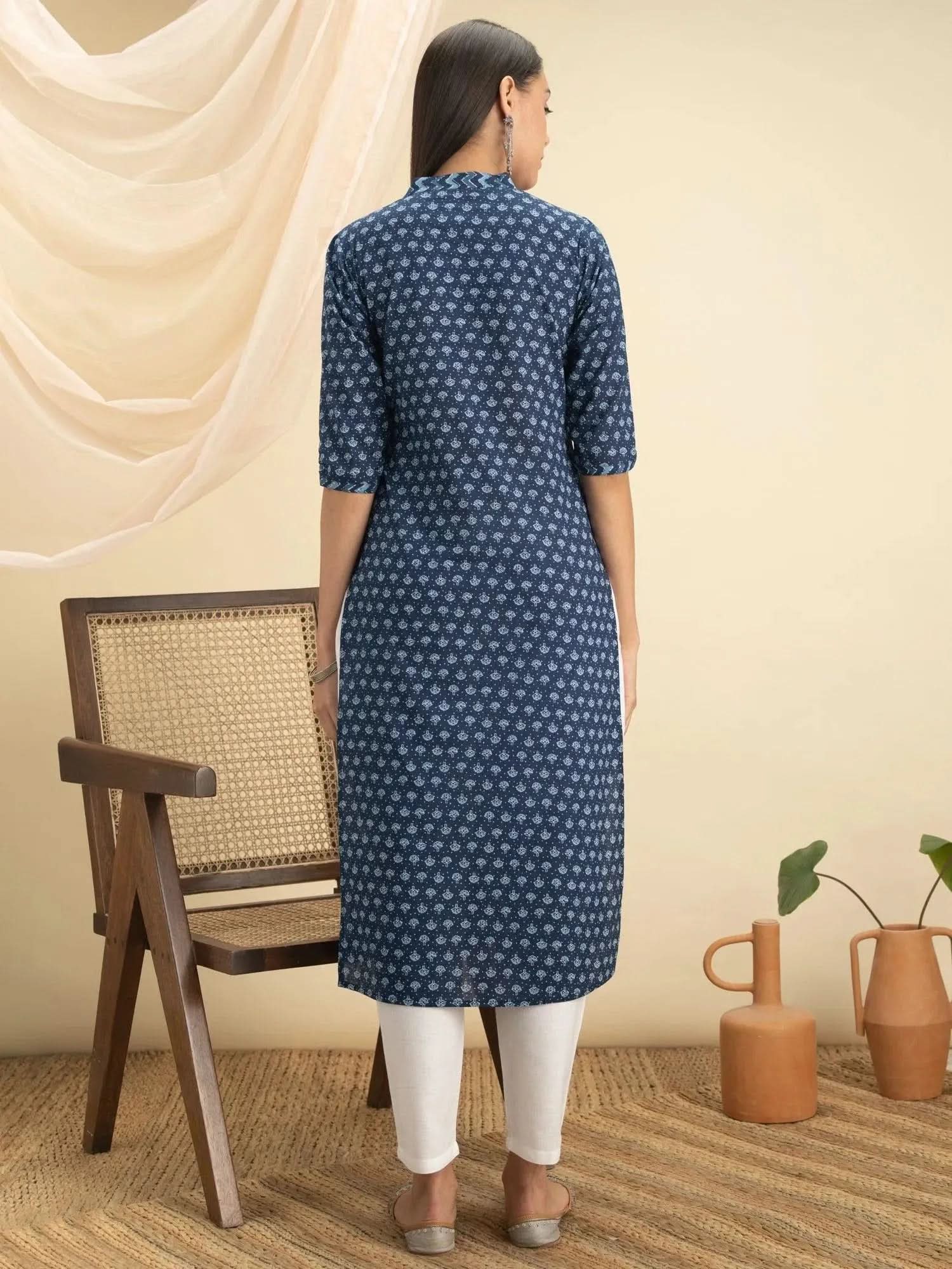 

Buy Indigo Printed Cotton Kurta - 12005O-XS | Libas Ethnic Wear Online