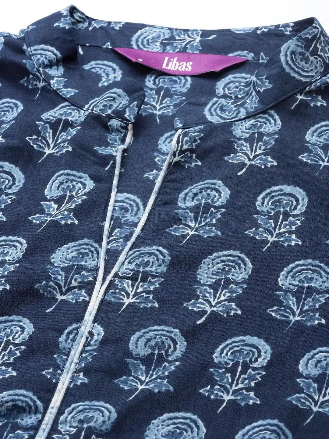 

Indigo Printed Cotton Straight Kurta