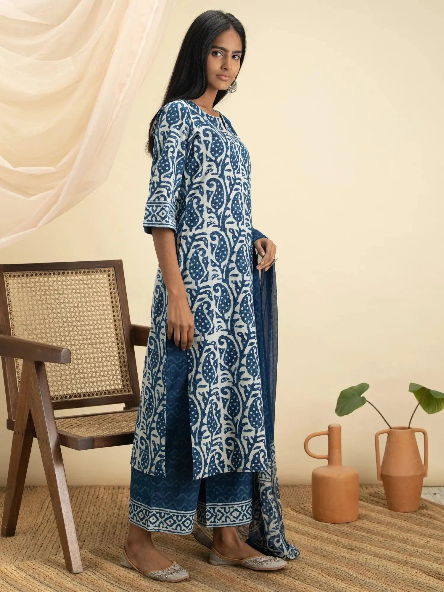 

Buy Indigo Printed Cotton Suit Set - 20006O- | Libas Ethnic Wear Online