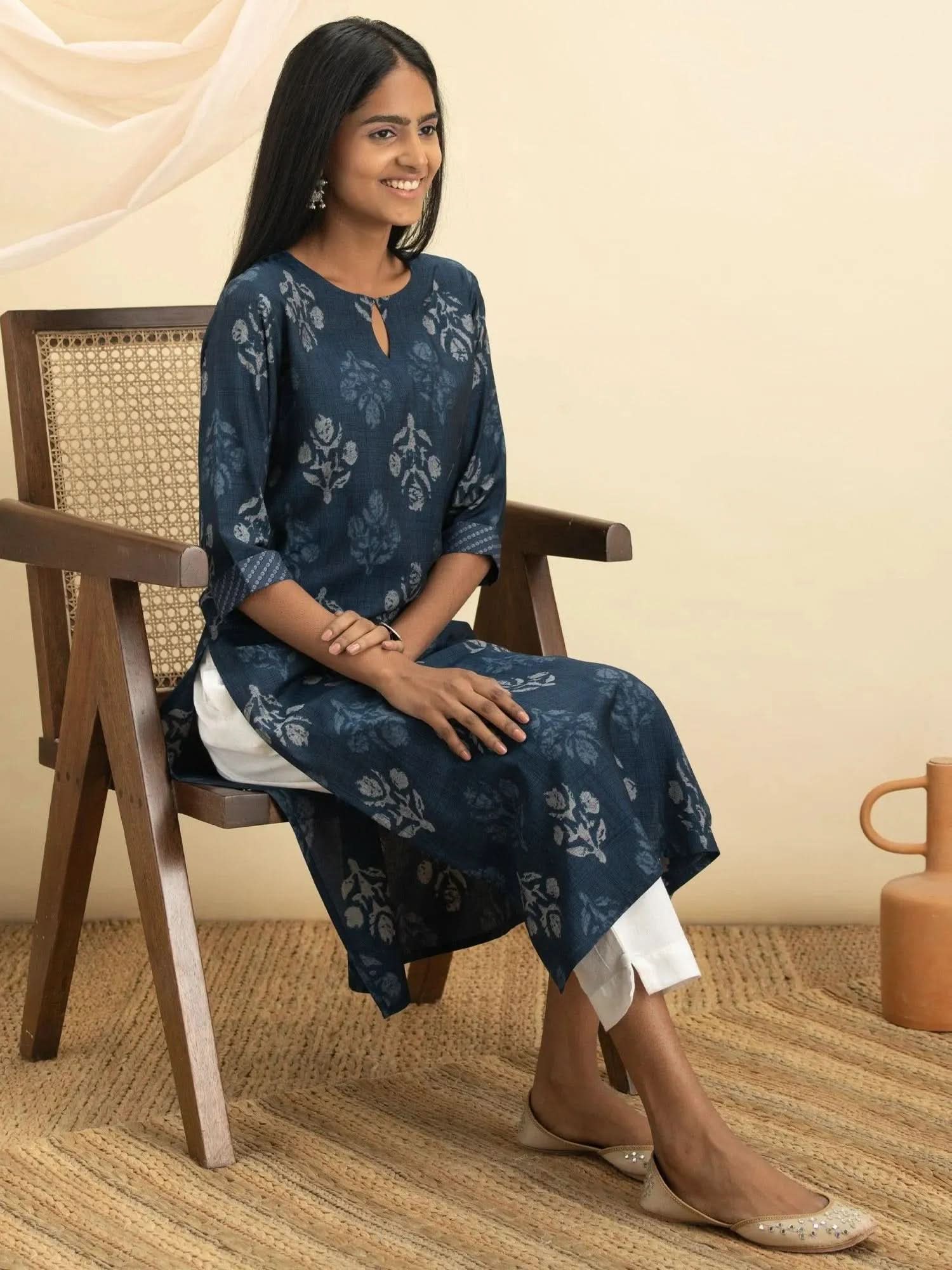 

Indigo Printed Rayon Kurta