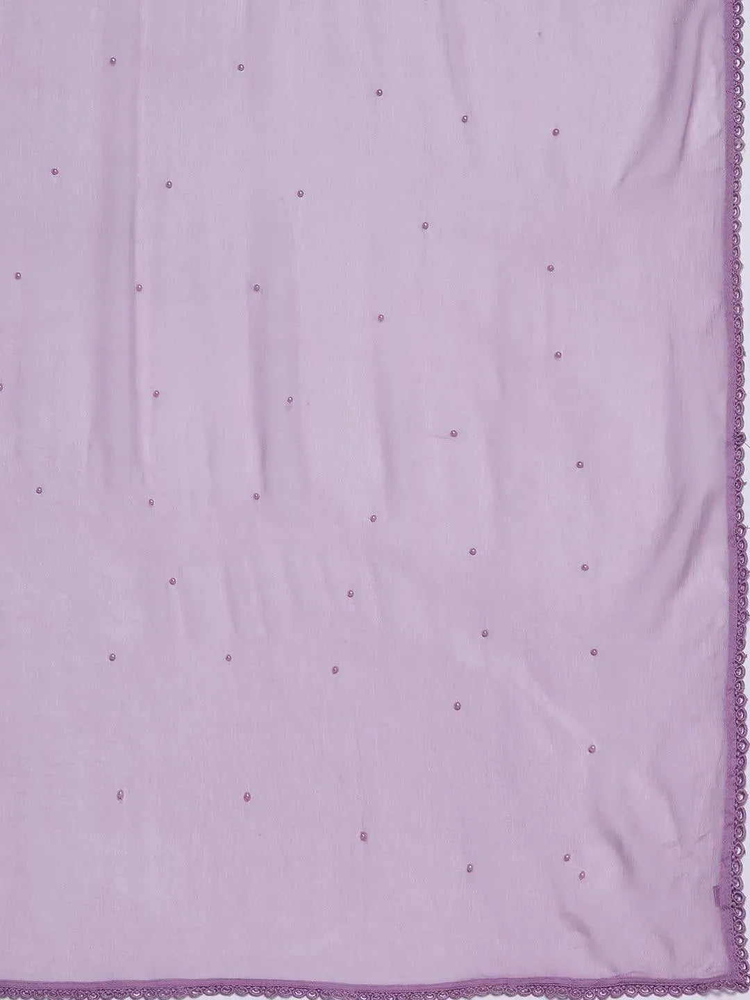 Lavender Embroidered Cotton Straight Kurta With Trousers & Dupatta - Libas 