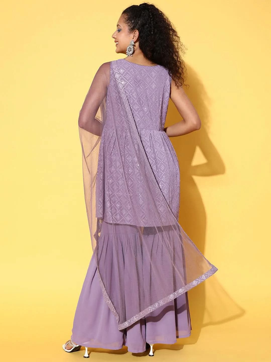 Plus Size Women Lavender Cotton Kurta Set main image 1