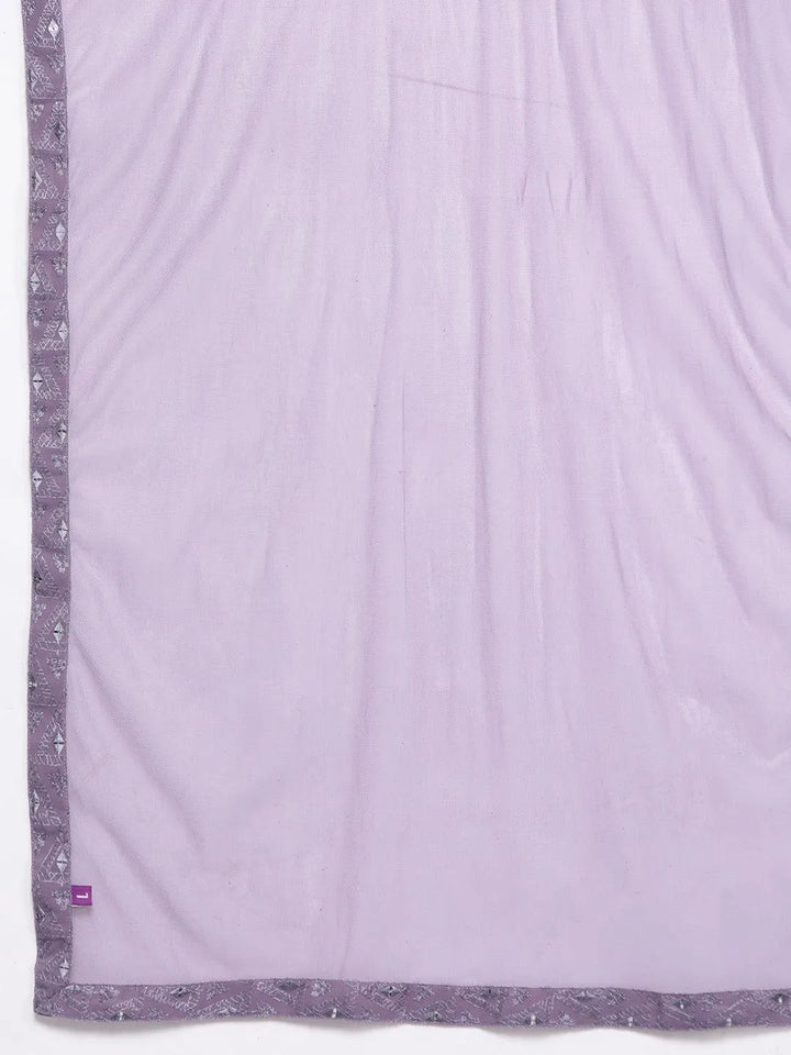 Lavender Embroidered Georgette Anarkali Kurta With Churidar & Dupatta - Libas