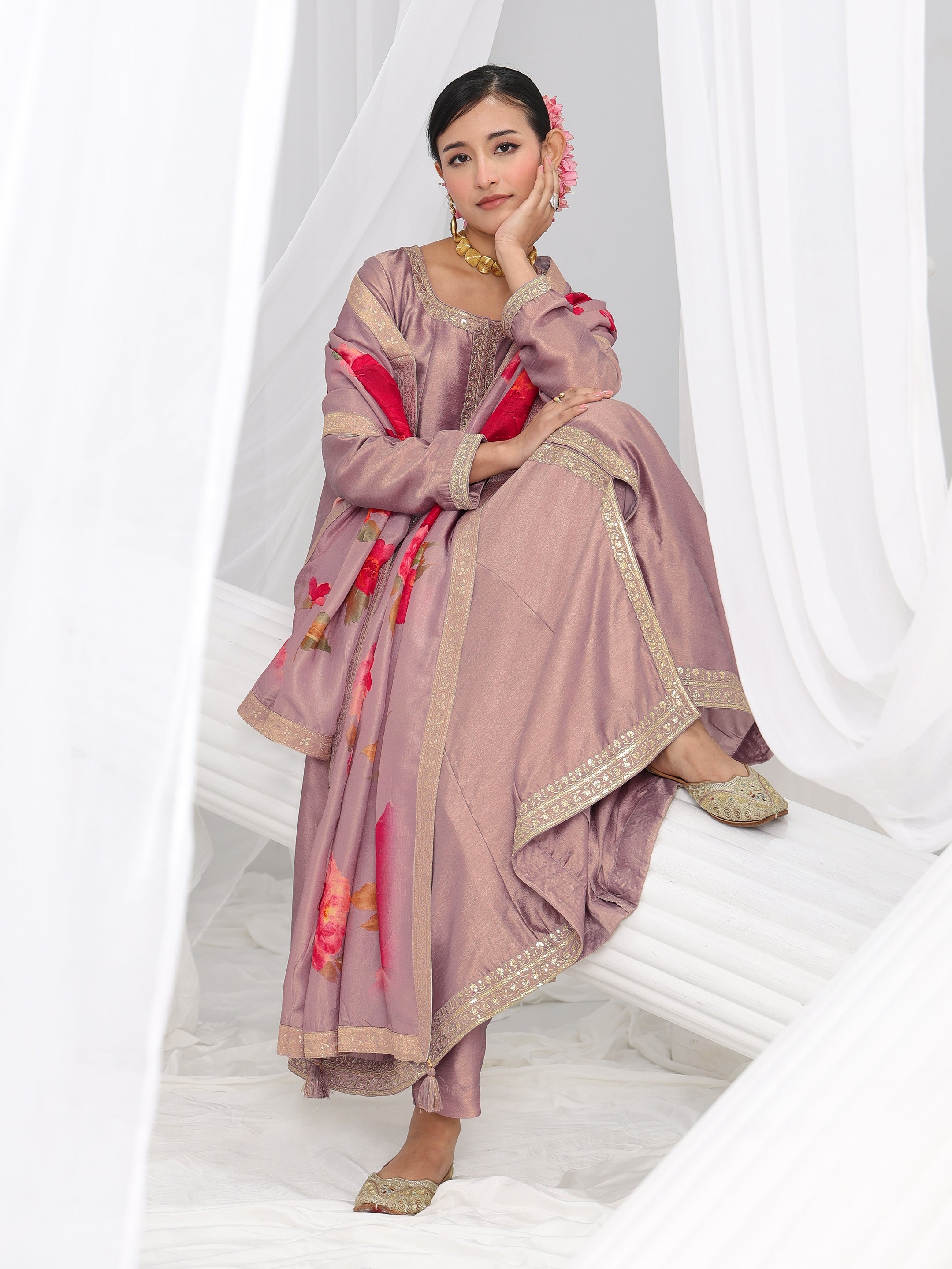 libas Lavender Embroidered Silk Blend A-Line Suit Set With Dupatta-picture-28