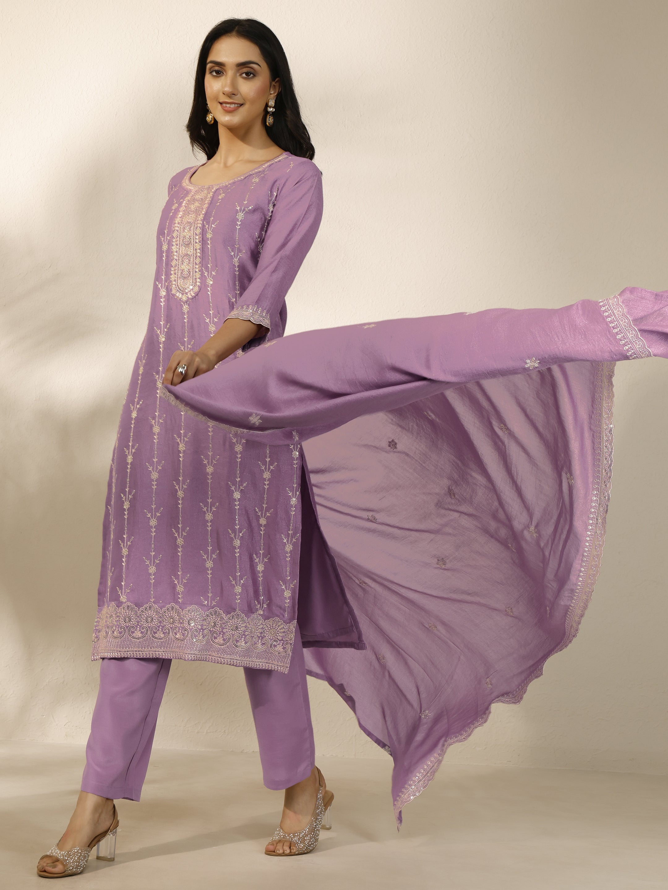 libas Lavender Embroidered Silk Blend Straight Suit Set With Dupatta-picture-35