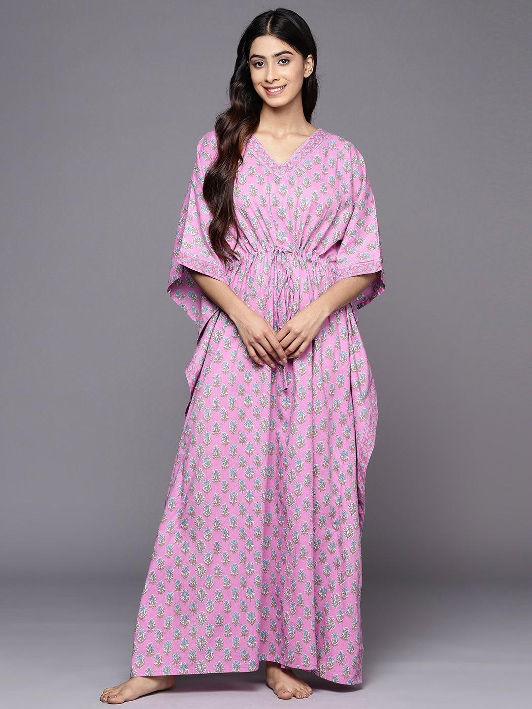 Buy Lavender Printed Cotton Nightdress Online at Rs.1187 | Libas