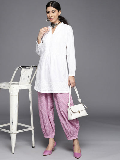 Lavender Printed Cotton Salwar Pants - Libas