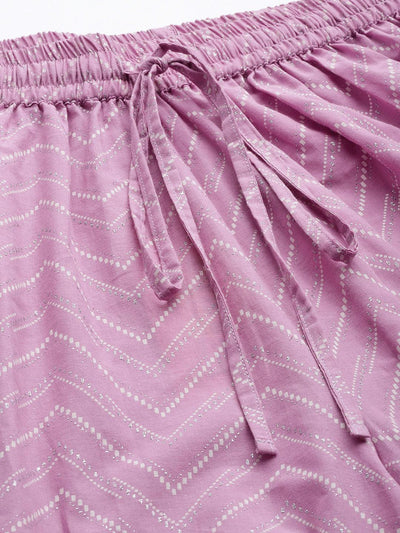 Lavender Printed Cotton Salwar Pants - Libas