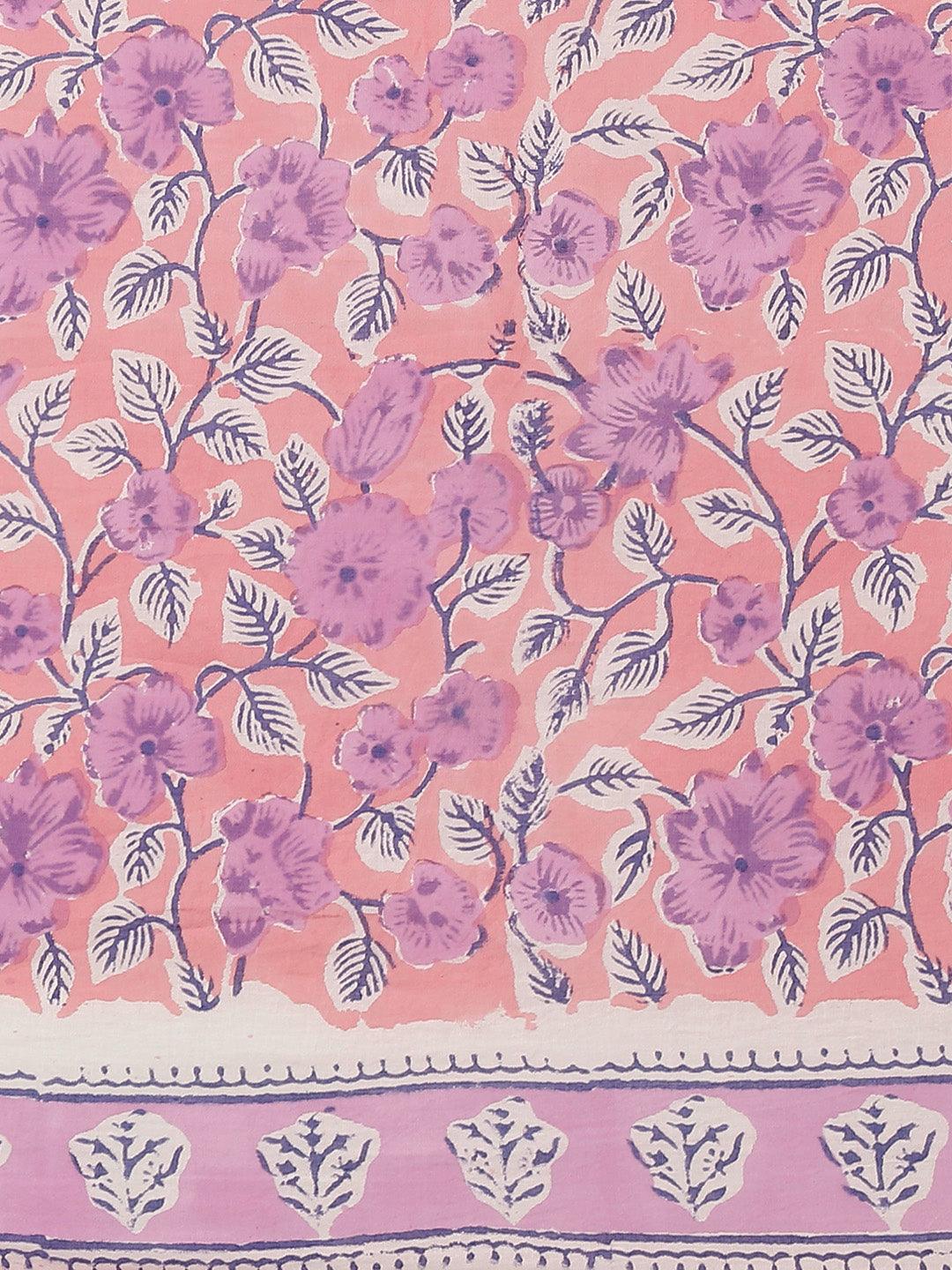 Lavender Printed Cotton Saree