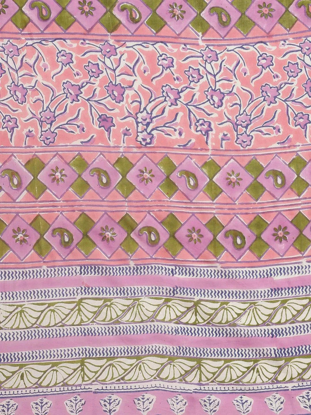 Lavender Printed Cotton Saree - Libas 