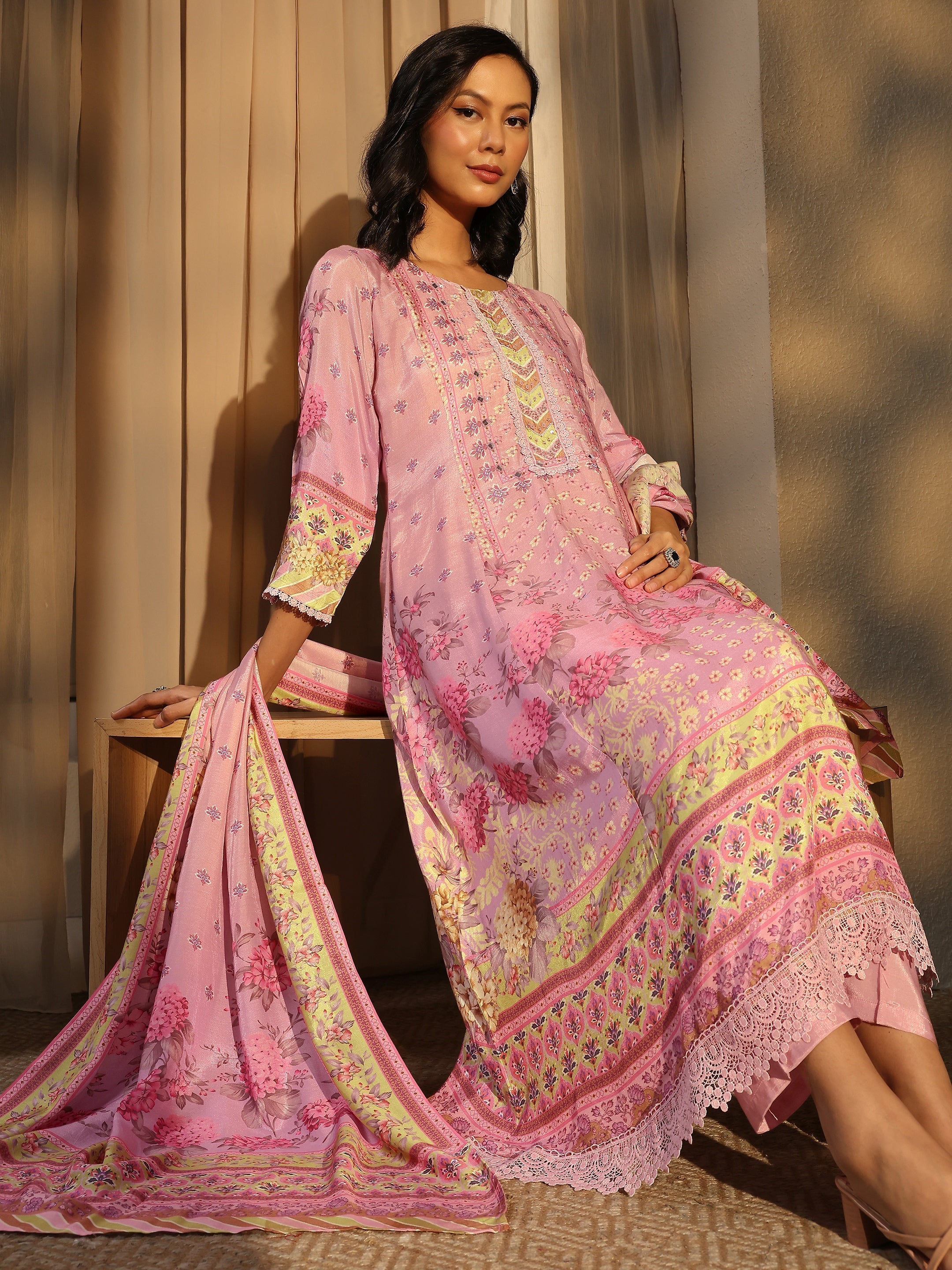 libas Lavender Printed Muslin A-Line Suit Set With Dupatta-picture-10