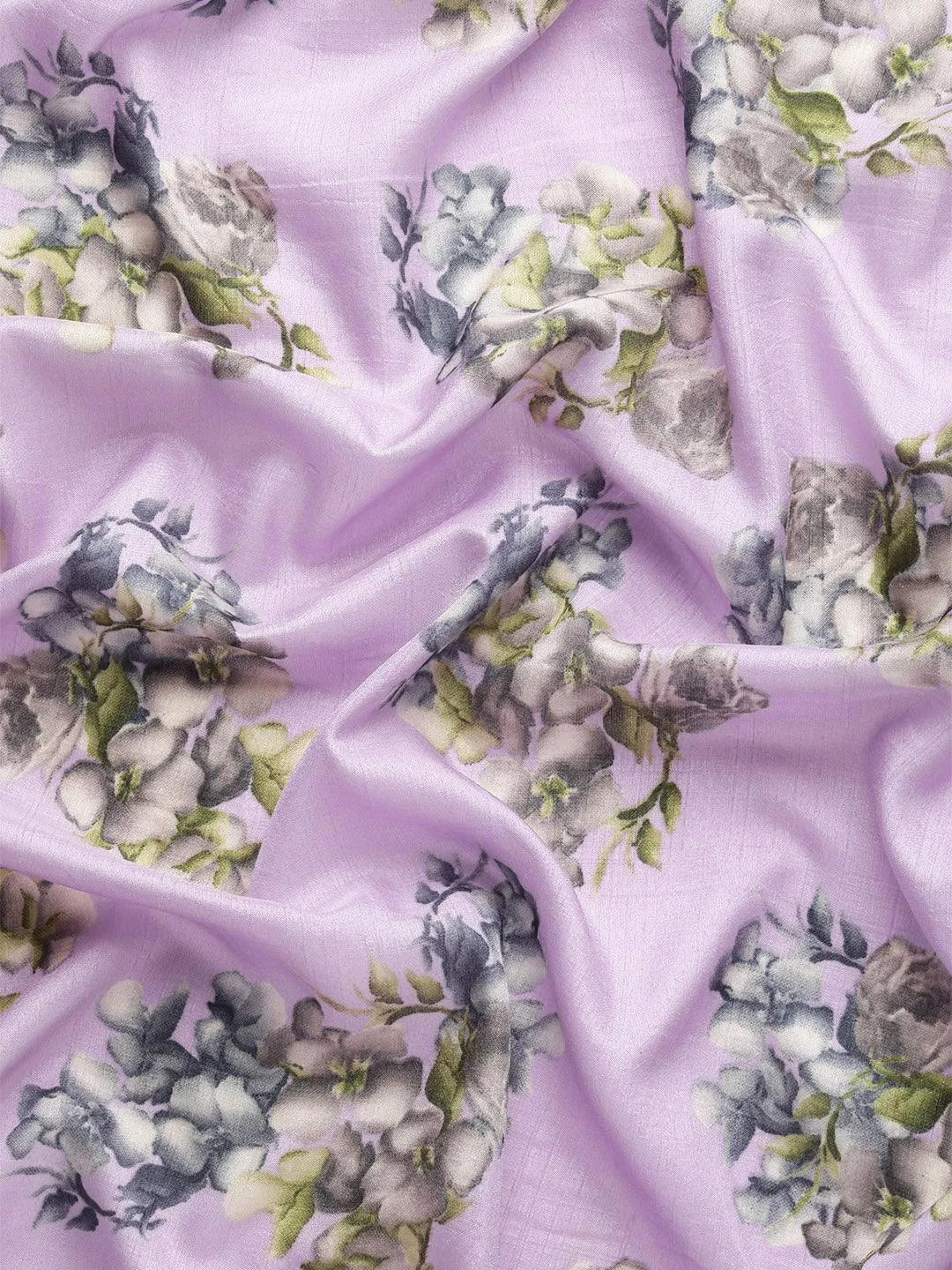 Lavender Printed Silk Blend Saree - Libas 