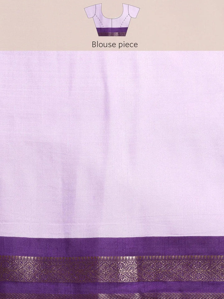 Lavender Printed Silk Blend Saree - Libas