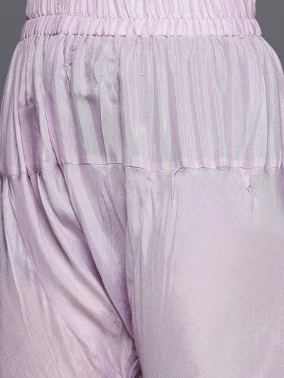 Lavender Self Design Silk Anarkali Suit Set - Libas