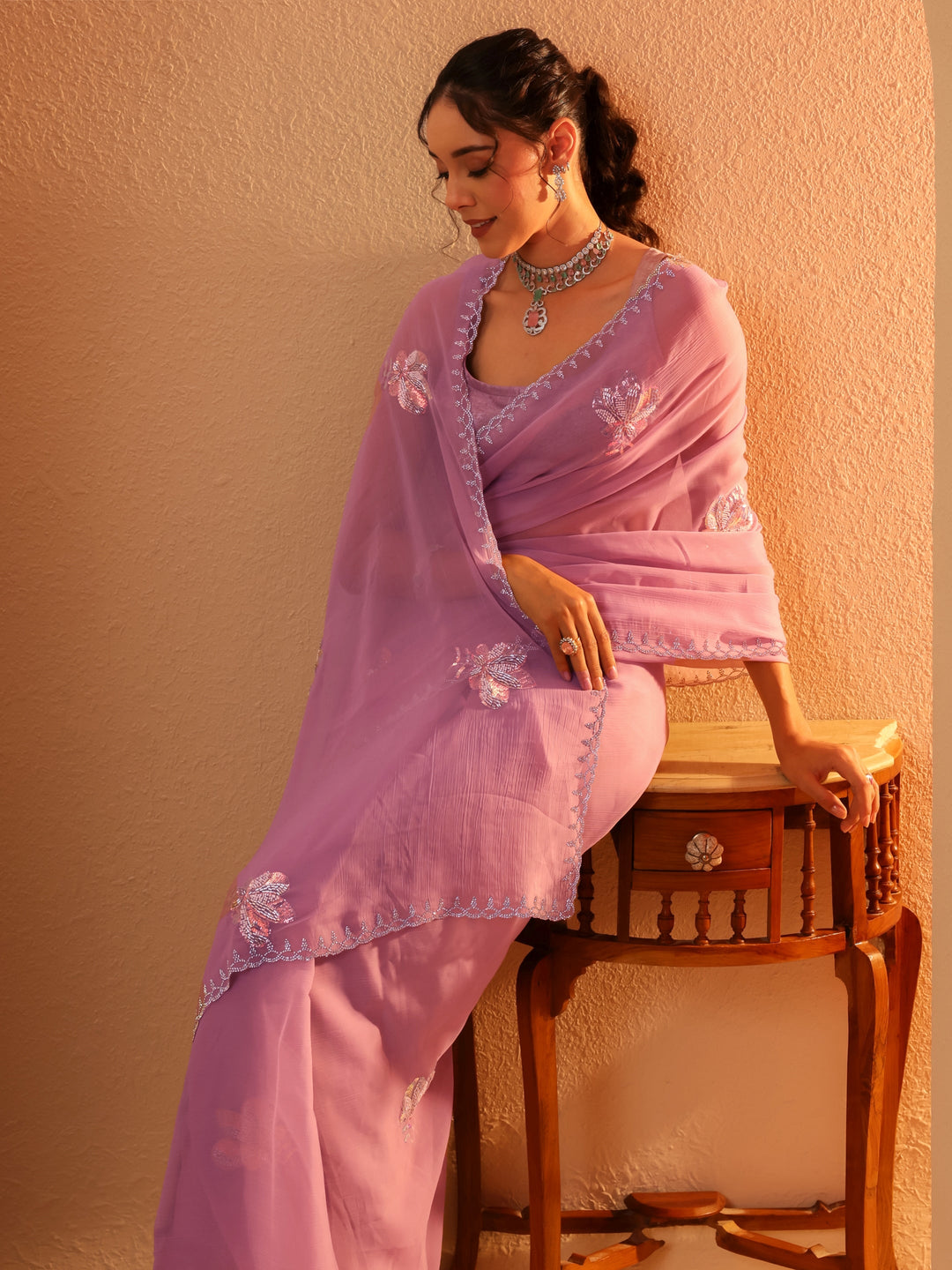  Lavender Tissue Saree 