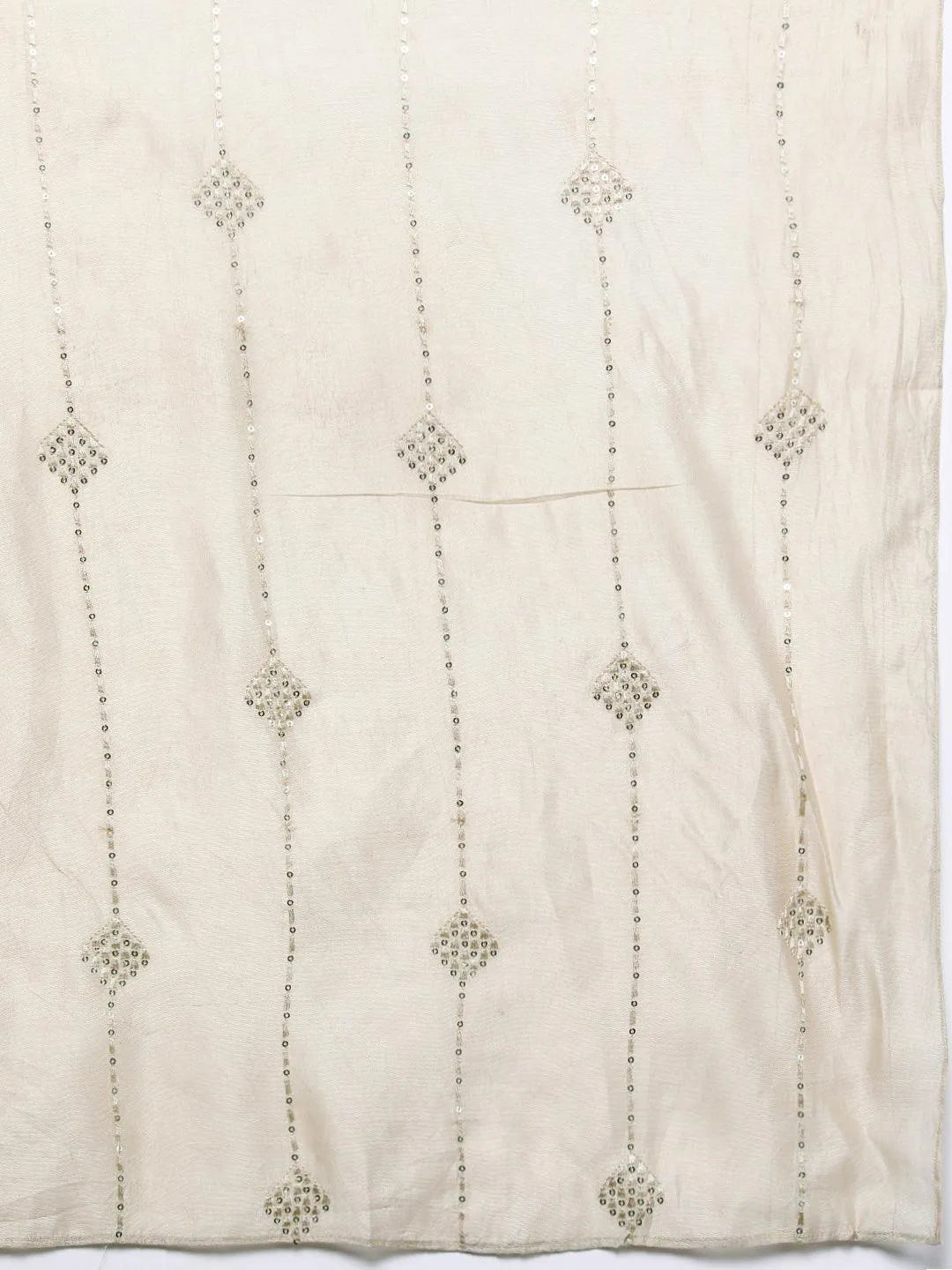 Libas Art Beige Embroidered Silk Blend A-Line Kurta With Trousers & Dupatta - Libas 