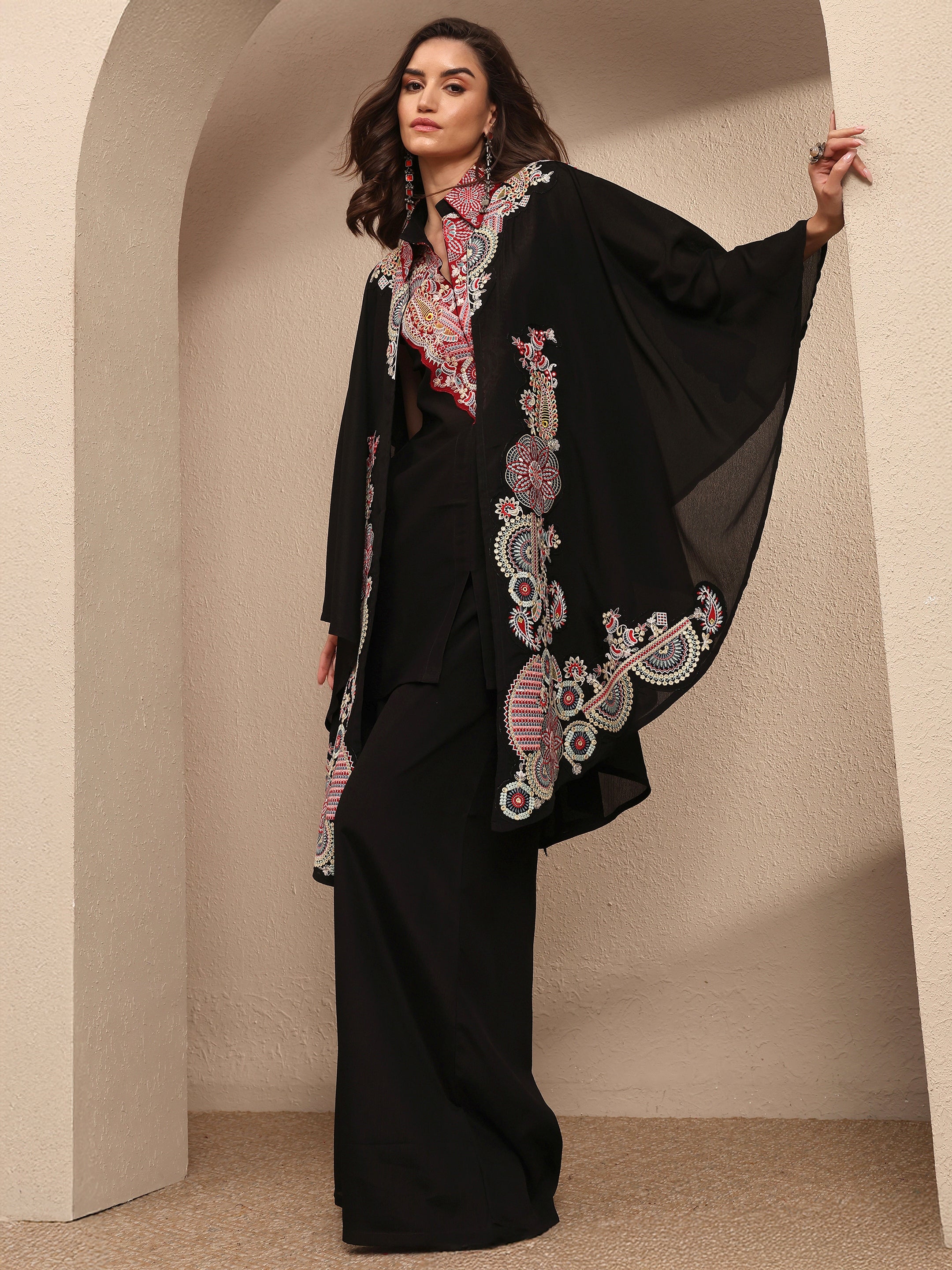 Libas Art Black Embroidered Crepe Co-Ord Set-picture-68