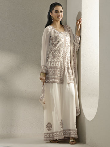 Libas Art Embroidered Georgette Straight Suit Set With Dupatta