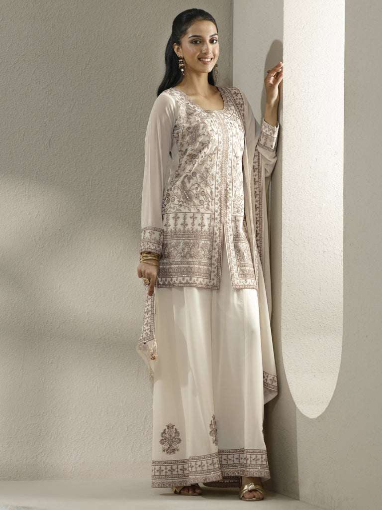 Libas Art Embroidered Georgette Straight Suit Set With Dupatta