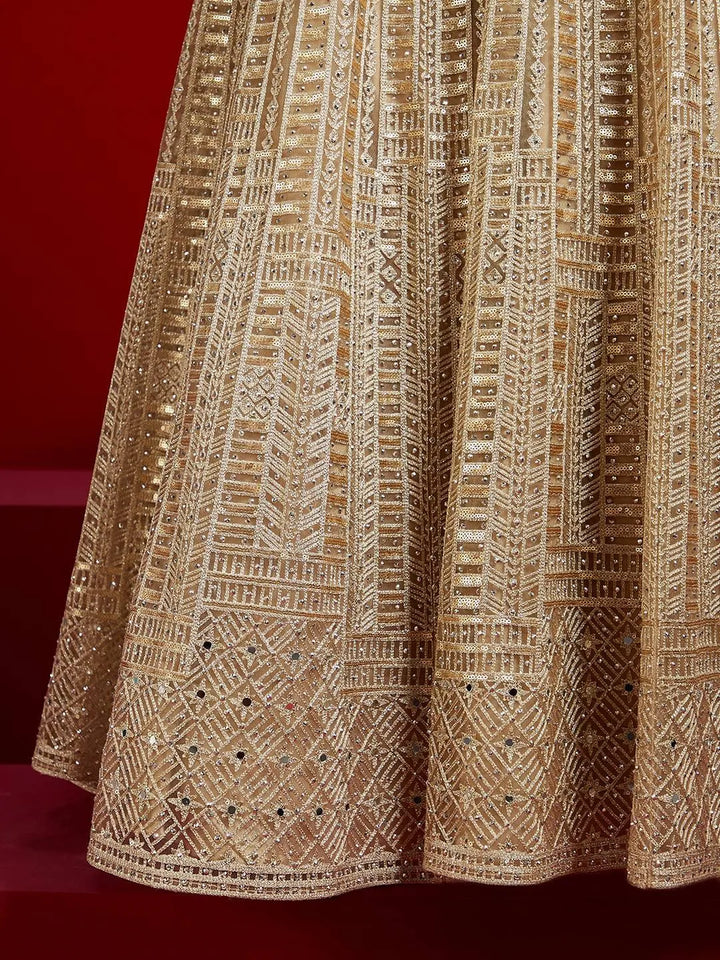 Libas Art Golden Embellished Net Lehenga Set - Libas