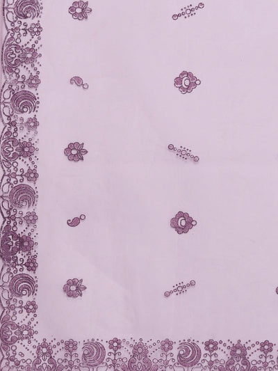 Libas Art Mauve Embellished Net Gown Dress With Dupatta - Libas