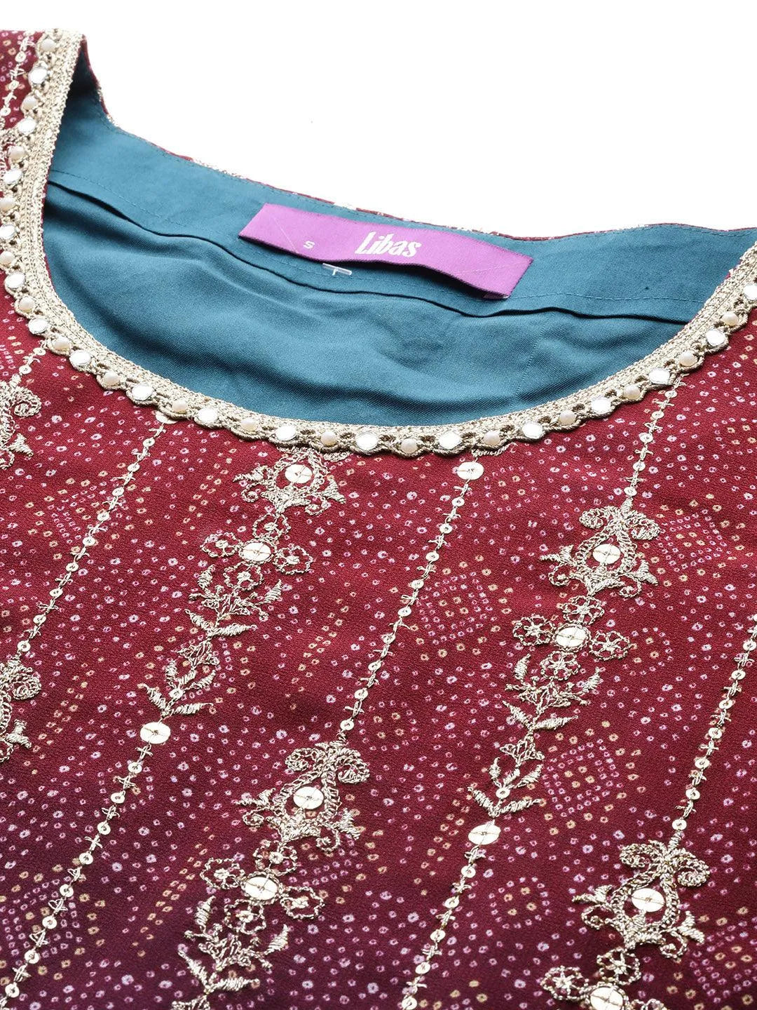 Libas Art Multi Embroidered Georgette Straight Kurta With Trousers & Dupatta - Libas 