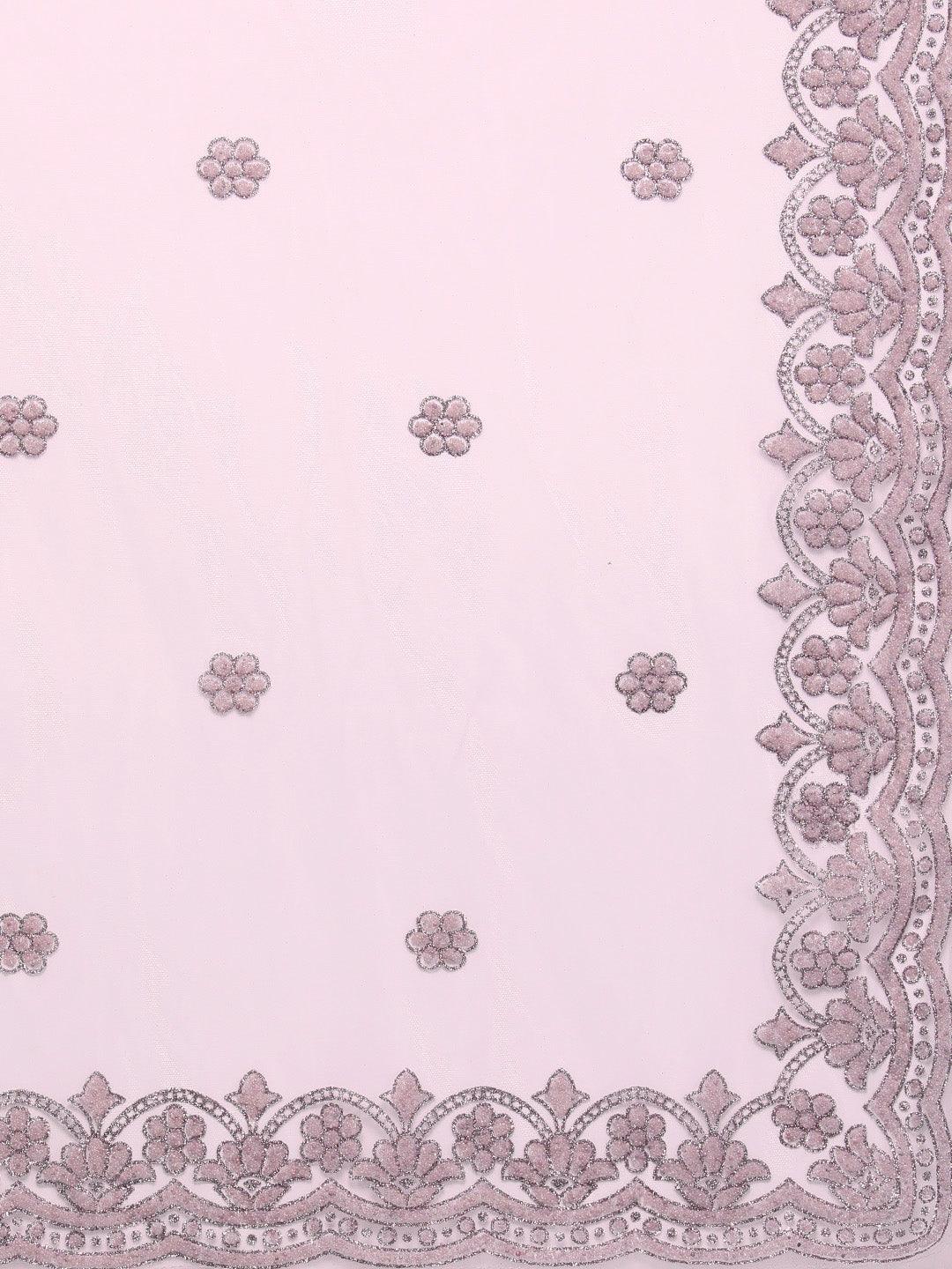 Libas Art Pink Embellished Net Gown Dress With Dupatta