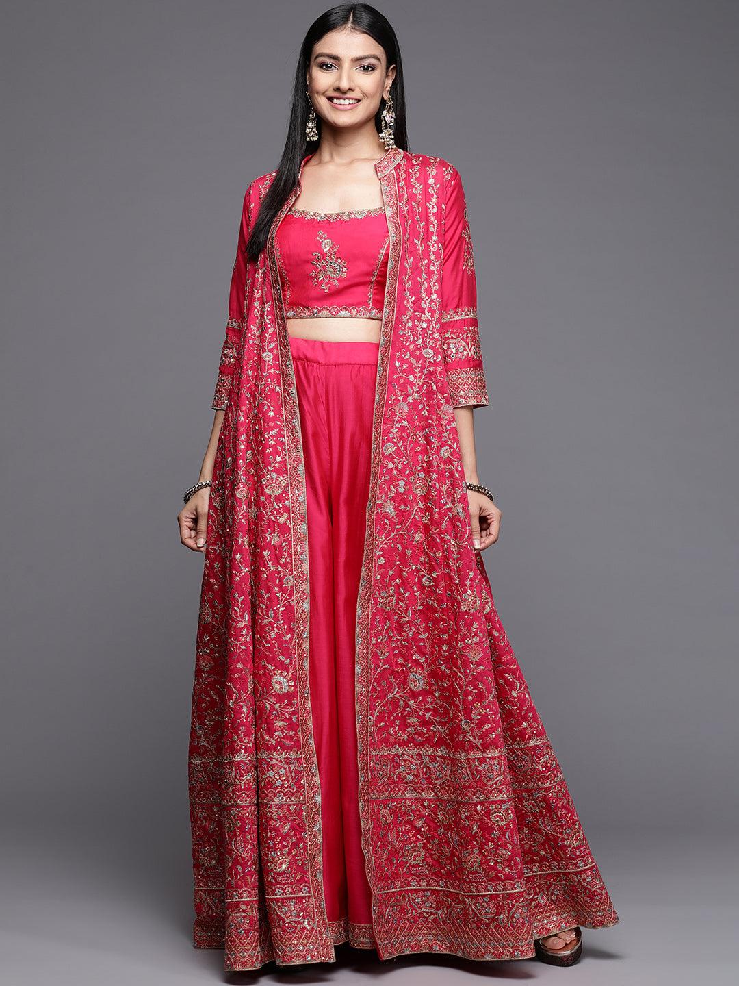 Libas Art Pink Embroidered Silk Co-ord Set
