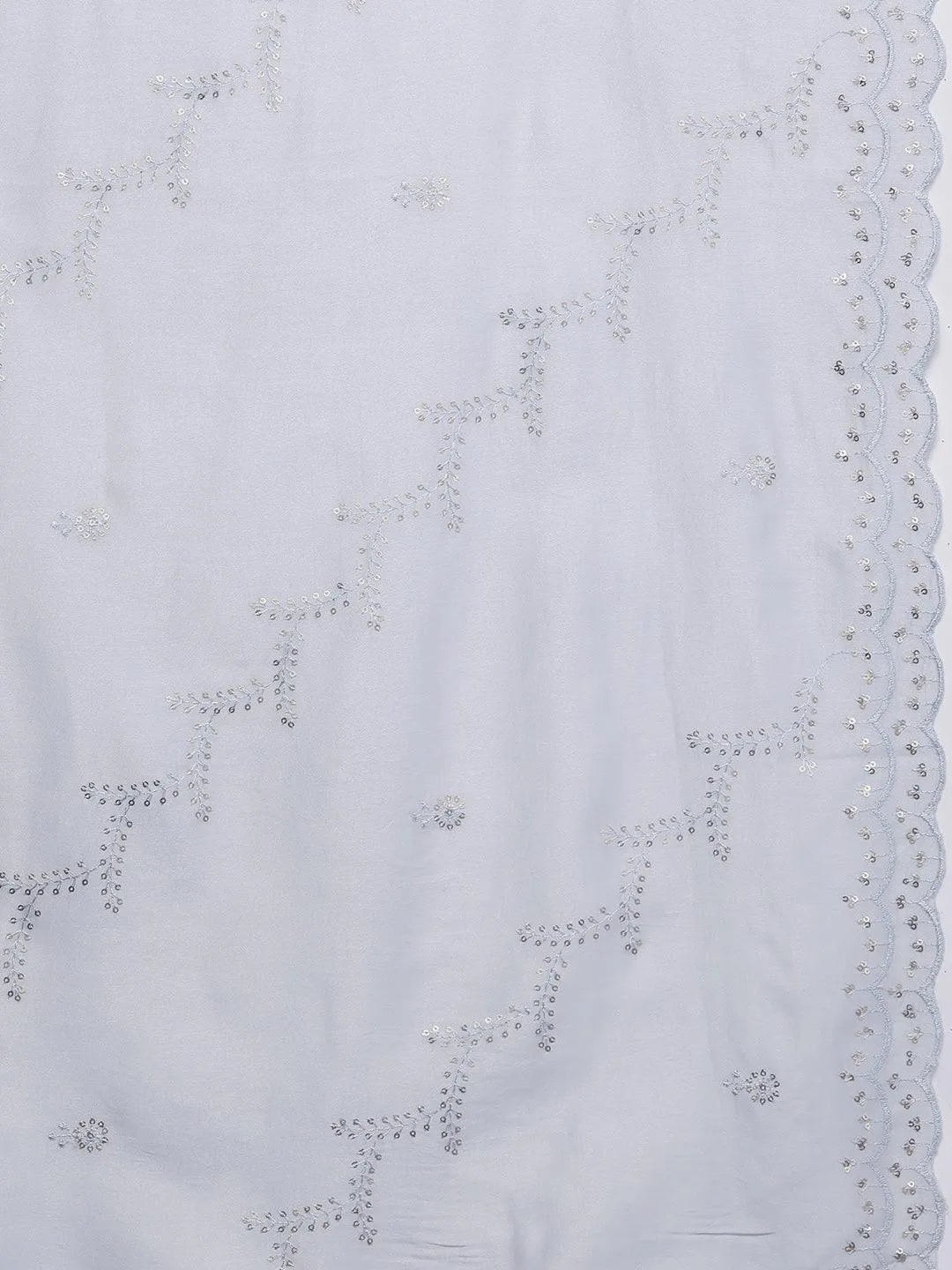 Libas Art Powder Blue Embroidered Silk Blend Straight Kurta With Palazzos & Dupatta - Libas 