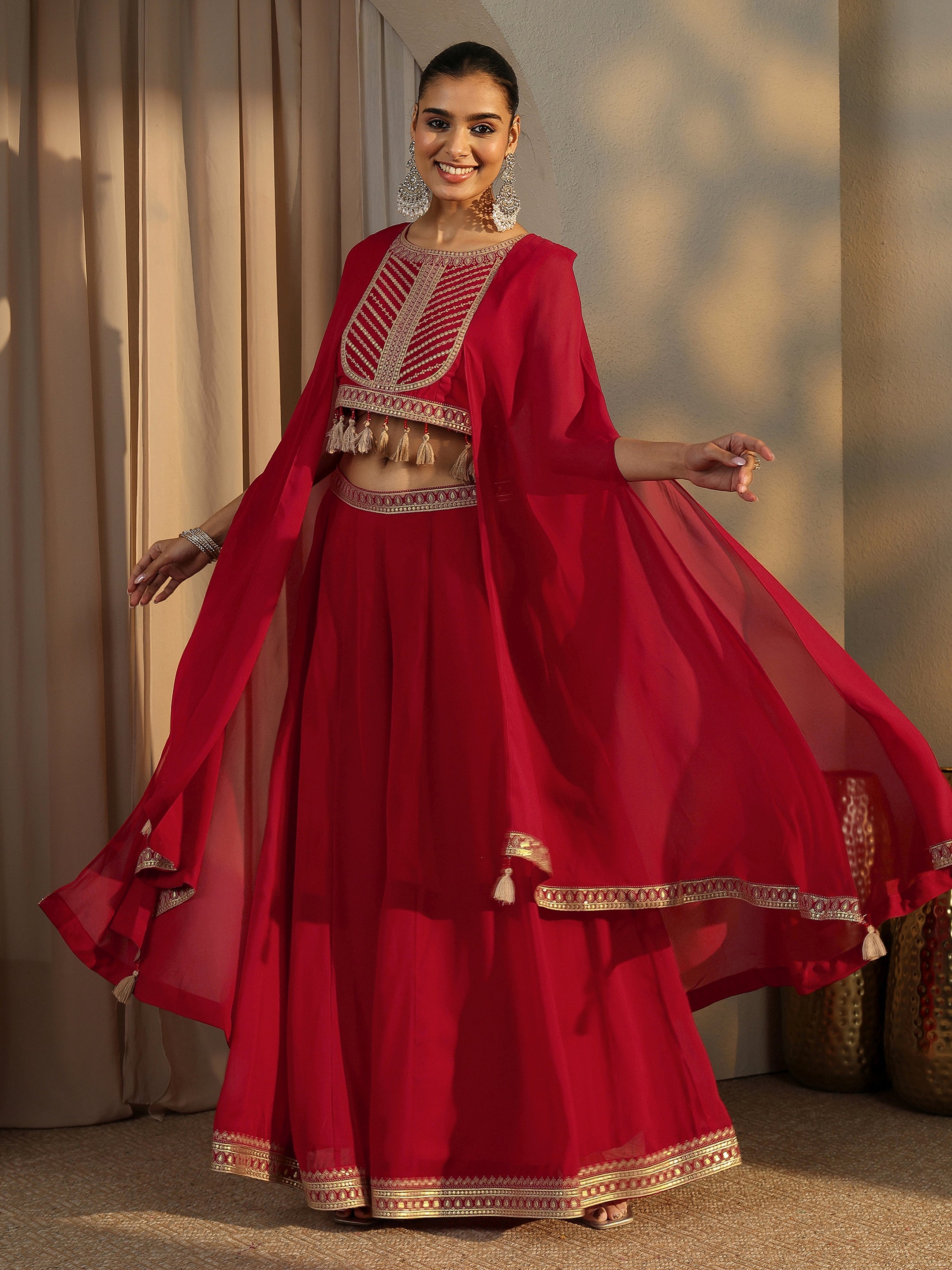 Libas Art Red Printed Cotton Blend Co-Ord Set-picture-29