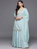 Libas Art Sea Green Solid Georgette 3 Piece Co-Ords