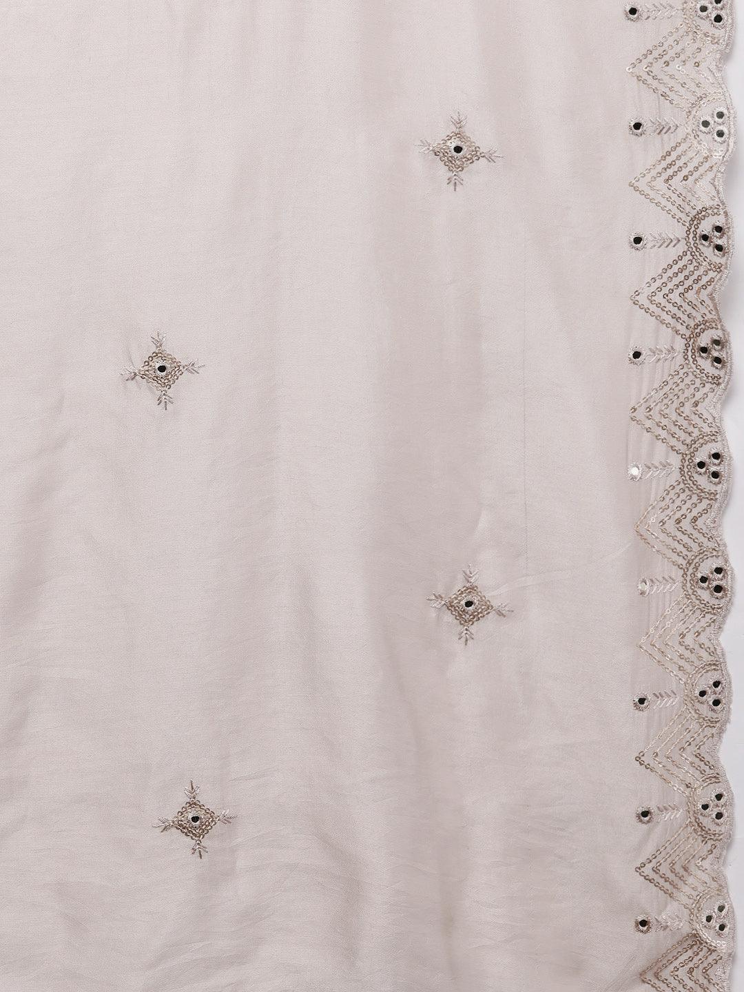 Libas Art Taupe Embroidered Silk Blend Pakistani Suit