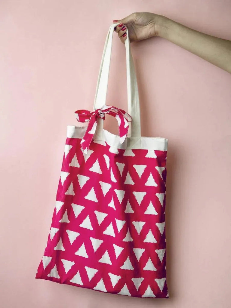 Libas DIY Tote Bag with Pink Color Printed Pattern Inside