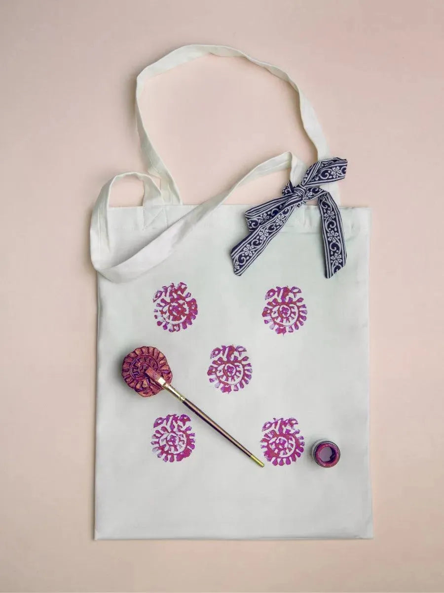 Libas DIY Tote Bag with Purple Color Printed Pattern Inside - Libas 