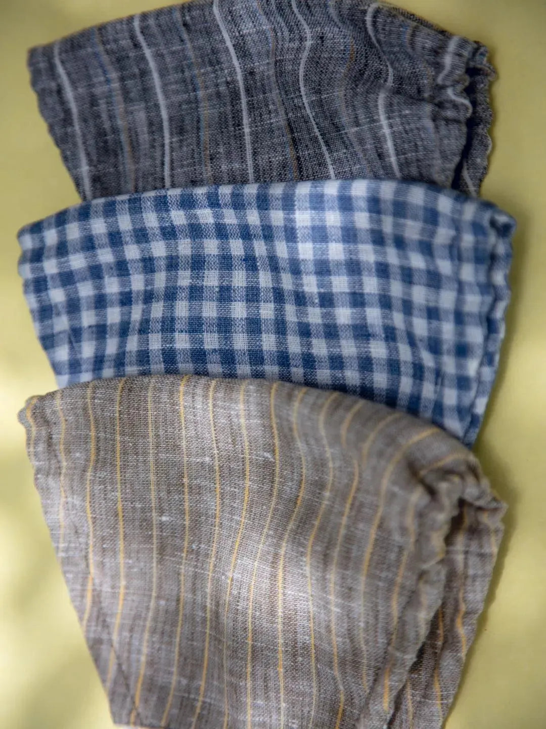 Libas Multicolored Up-cycled Cotton Masks with Checks and Stripes ( Pack of 3 ) - Libas 