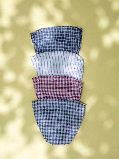 Libas Multicolored Up-cycled Cotton Masks with Checks and Stripes ( Pack of 4 ) - Libas