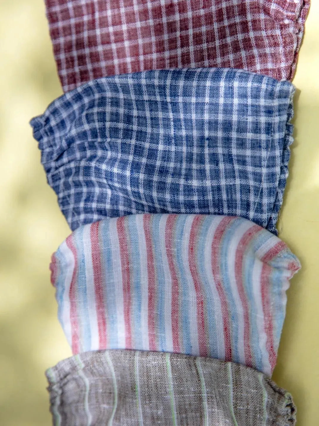 Libas Multicolored Up-cycled Cotton Masks with Stripes and Checkered Pattern ( Pack of 4 ) - Libas 