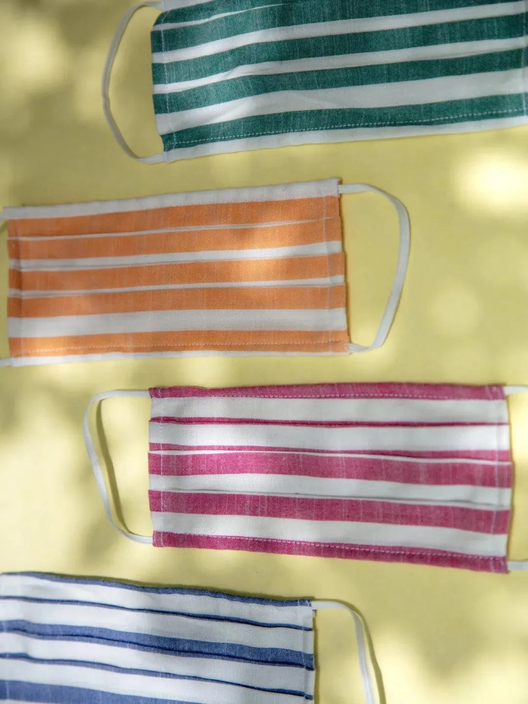 Libas Multicolored Up-cycled Cotton Masks with Stripes ( Pack of 4 ) - Libas 