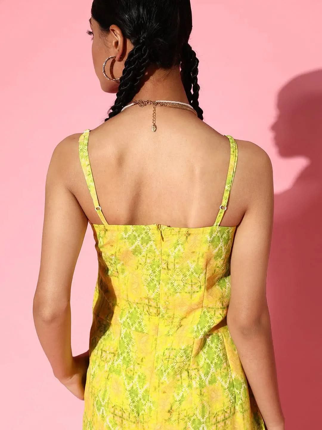

Lime Green Printed Georgette Jumpsuit